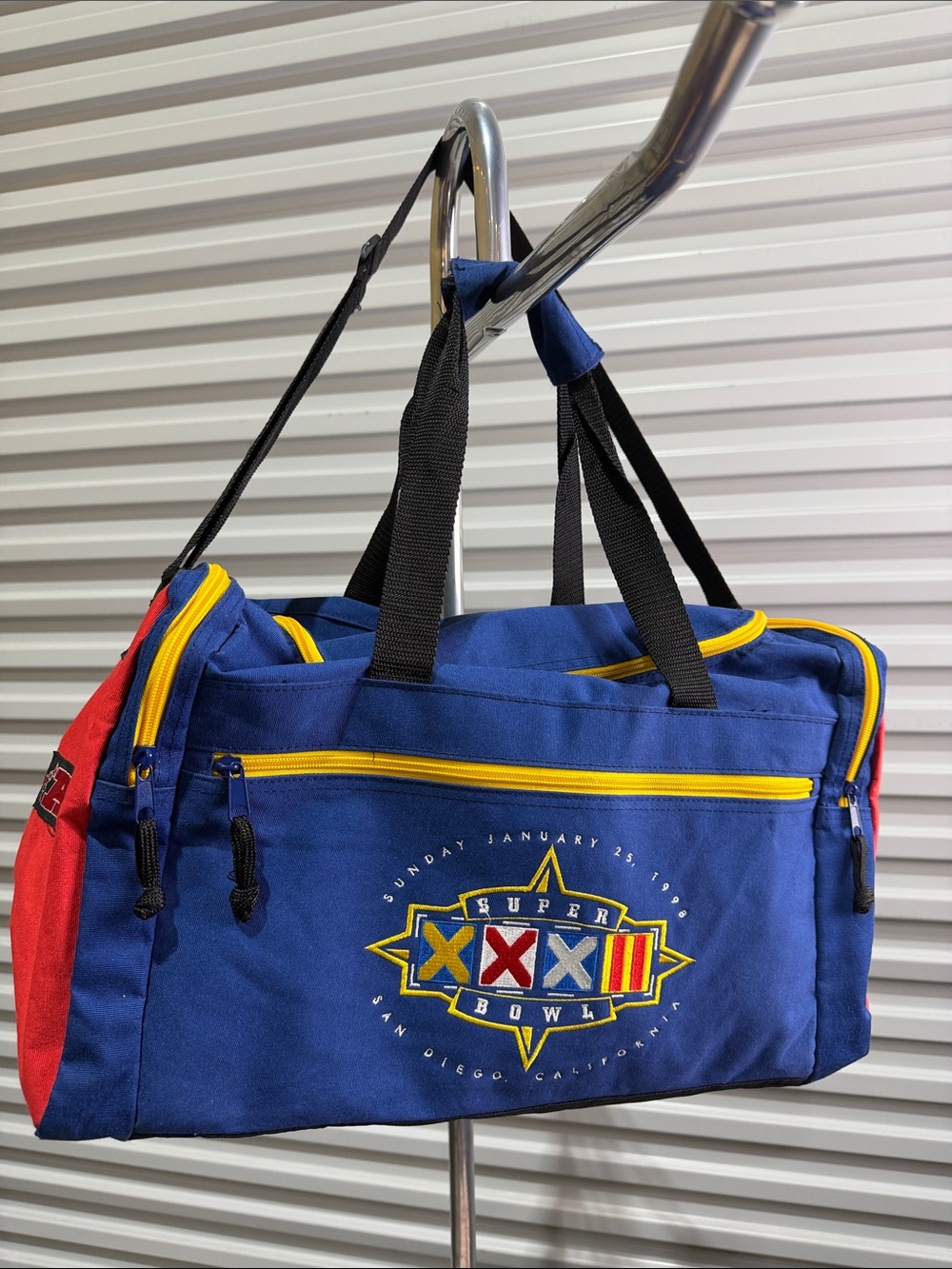 Vintage Super Bowl 32 XXII Duffel Bronco ✅ Green Bay ❌ 1998